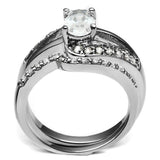 High polished (no plating) Stainless Steel Ring with AAA Grade CZ  in Clear