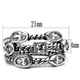 High polished (no plating) Stainless Steel Ring with AAA Grade CZ  in Clear