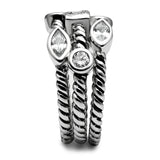 High polished (no plating) Stainless Steel Ring with AAA Grade CZ  in Clear