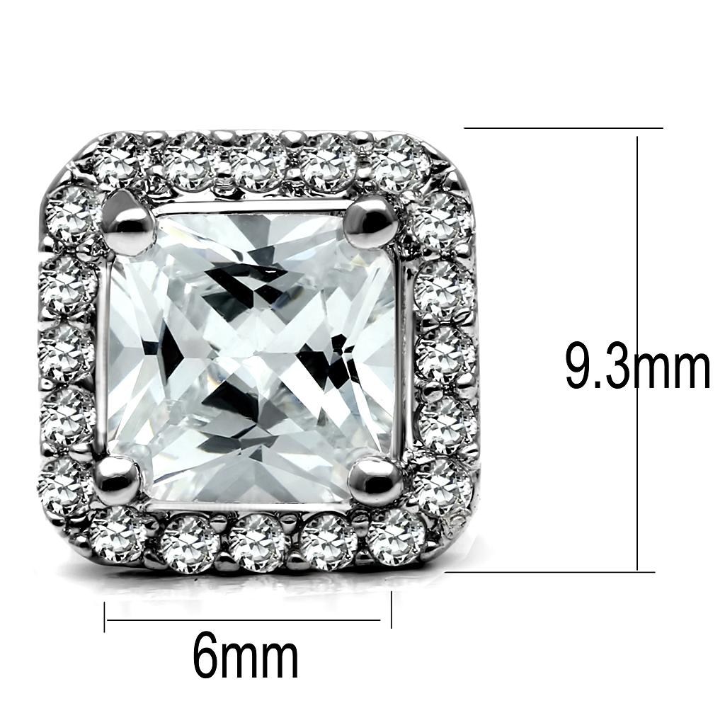 High polished (no plating) Stainless Steel Earrings with AAA Grade CZ  in Clear
