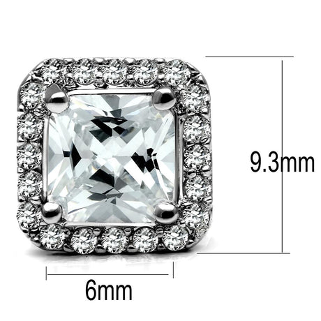 High polished (no plating) Stainless Steel Earrings with AAA Grade CZ  in Clear