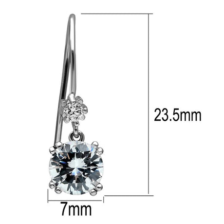 High polished (no plating) Stainless Steel Earrings with AAA Grade CZ  in Clear