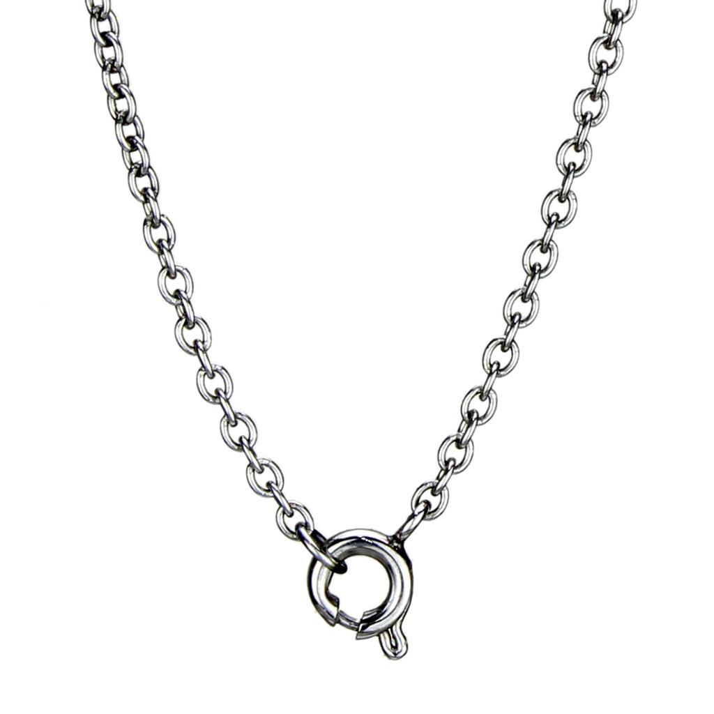 High polished (no plating) Stainless Steel Necklace with AAA Grade CZ  in Clear
