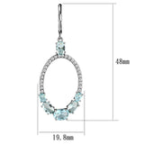 High polished (no plating) Stainless Steel Earrings with Synthetic Synthetic Glass in Sea Blue