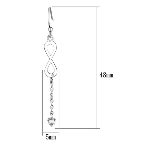 High polished (no plating) Stainless Steel Earrings with AAA Grade CZ  in Clear