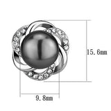 High polished (no plating) Stainless Steel Earrings with Synthetic Pearl in Gray