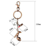Two Tone IP Light Brown (IP Light coffee) Stainless Steel Key Ring with AAA Grade CZ  in Clear