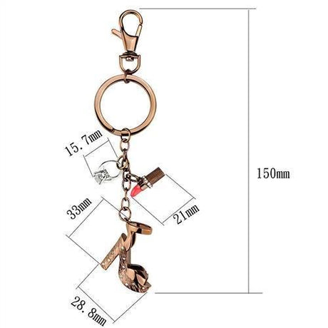 Two Tone IP Light Brown (IP Light coffee) Stainless Steel Key Ring with AAA Grade CZ  in Clear