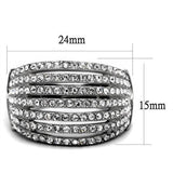 High polished (no plating) Stainless Steel Ring with Top Grade Crystal  in Clear