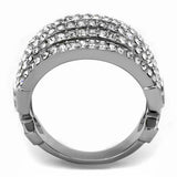 High polished (no plating) Stainless Steel Ring with Top Grade Crystal  in Clear