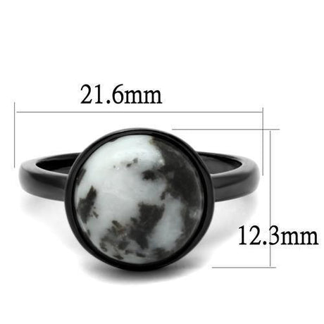 IP Light Black  (IP Gun) Stainless Steel Ring with Semi-Precious Hematite in Multi Color