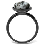 IP Light Black  (IP Gun) Stainless Steel Ring with Semi-Precious Hematite in Multi Color