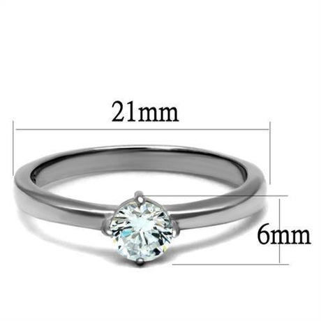 High polished (no plating) Stainless Steel Ring with AAA Grade CZ  in Clear