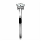 High polished (no plating) Stainless Steel Ring with AAA Grade CZ  in Clear