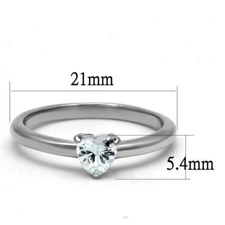 High polished (no plating) Stainless Steel Ring with AAA Grade CZ  in Clear