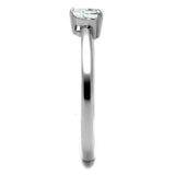 High polished (no plating) Stainless Steel Ring with AAA Grade CZ  in Clear