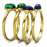 IP Gold(Ion Plating) Stainless Steel Ring with Synthetic MALACHITE in Emerald
