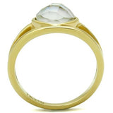 IP Gold(Ion Plating) Stainless Steel Ring with Precious Stone Conch in White