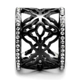 IP Light Black  (IP Gun) Stainless Steel Ring with Top Grade Crystal  in Clear