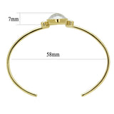 IP Gold(Ion Plating) Stainless Steel Bangle with Precious Stone Conch in White