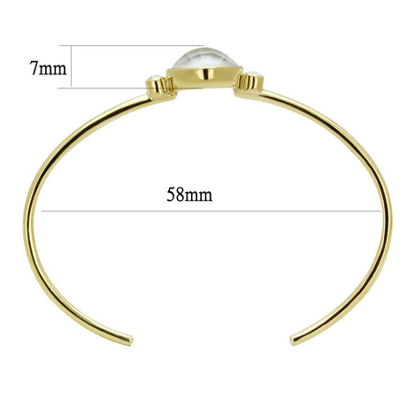 IP Gold(Ion Plating) Stainless Steel Bangle with Precious Stone Conch in White