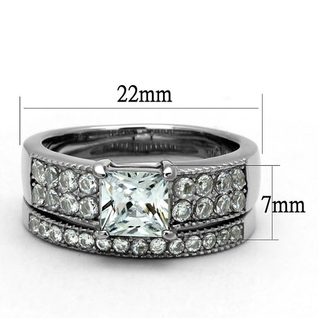 High polished (no plating) Stainless Steel Ring with AAA Grade CZ  in Clear