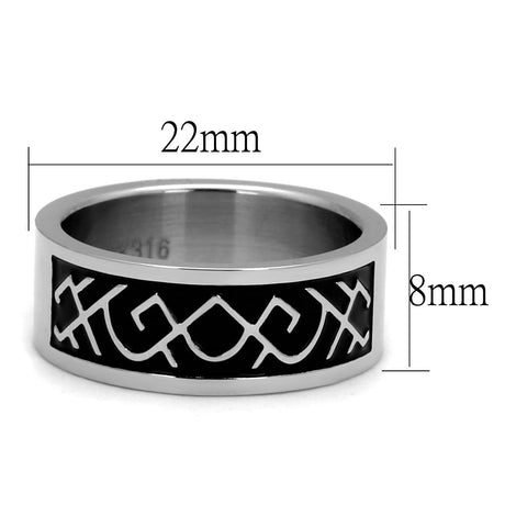 High polished (no plating) Stainless Steel Ring with Epoxy  in Jet