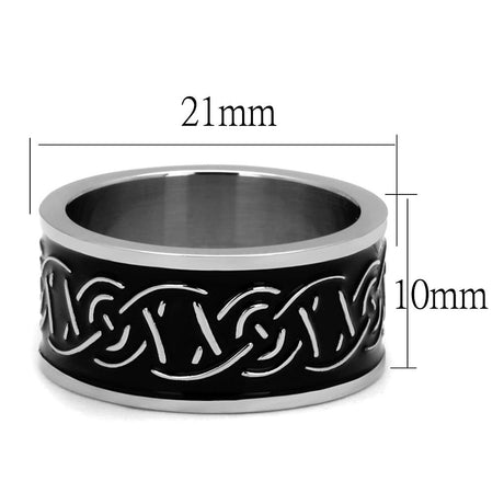 High polished (no plating) Stainless Steel Ring with Epoxy  in Jet