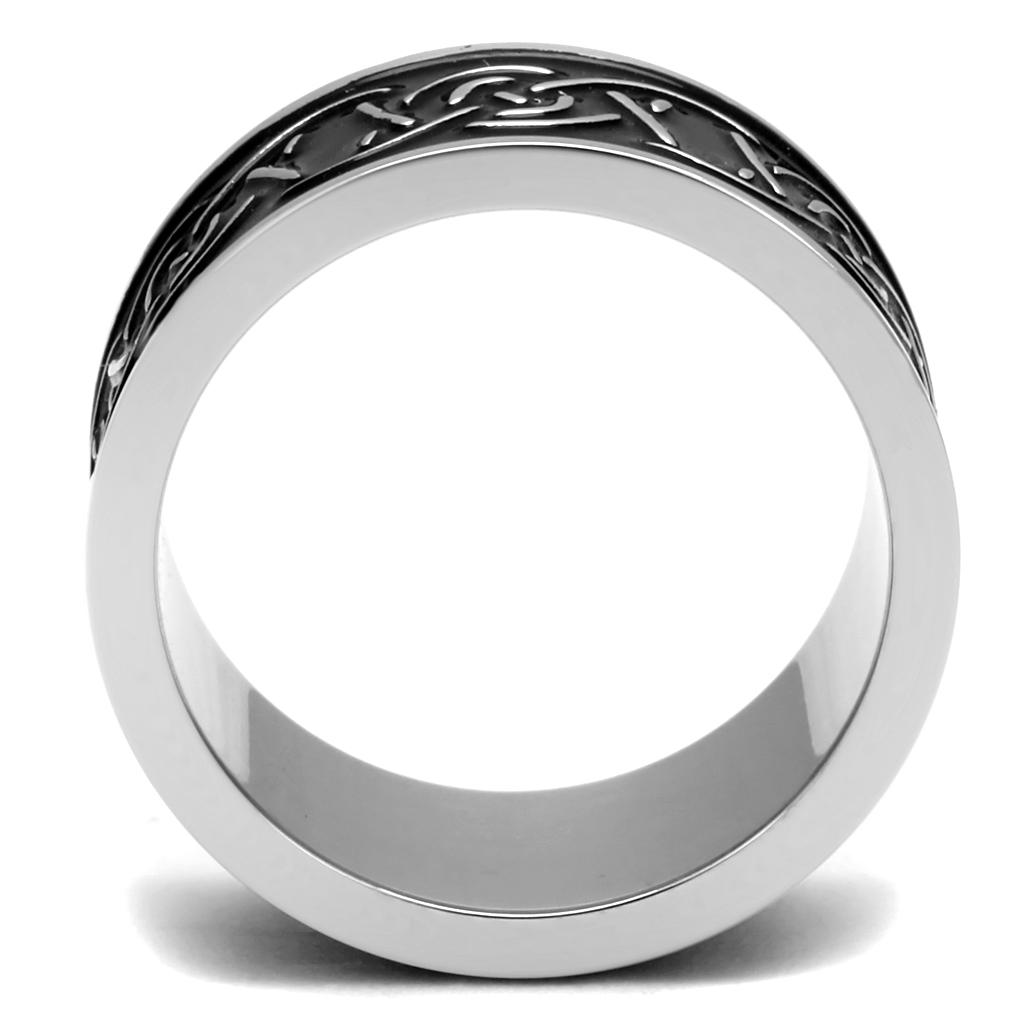 High polished (no plating) Stainless Steel Ring with Epoxy  in Jet