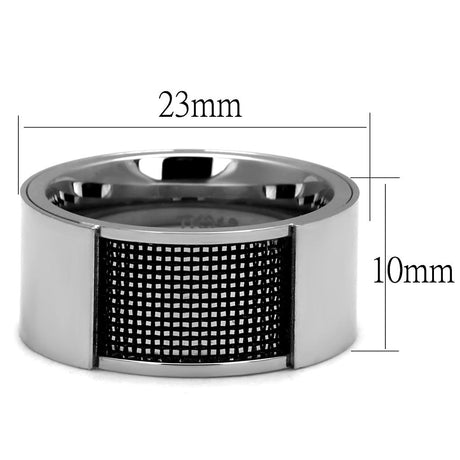 High polished (no plating) Stainless Steel Ring with Epoxy  in Jet