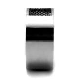 High polished (no plating) Stainless Steel Ring with Epoxy  in Jet