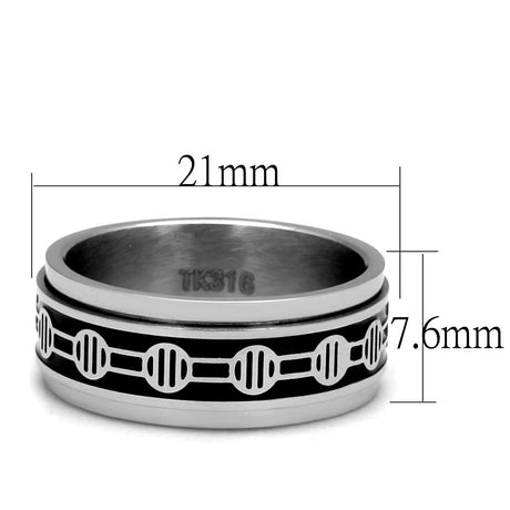 High polished (no plating) Stainless Steel Ring with Epoxy  in Jet