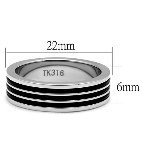 High polished (no plating) Stainless Steel Ring with Epoxy  in Jet