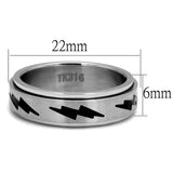 High polished (no plating) Stainless Steel Ring with Epoxy  in Jet