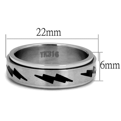 High polished (no plating) Stainless Steel Ring with Epoxy  in Jet