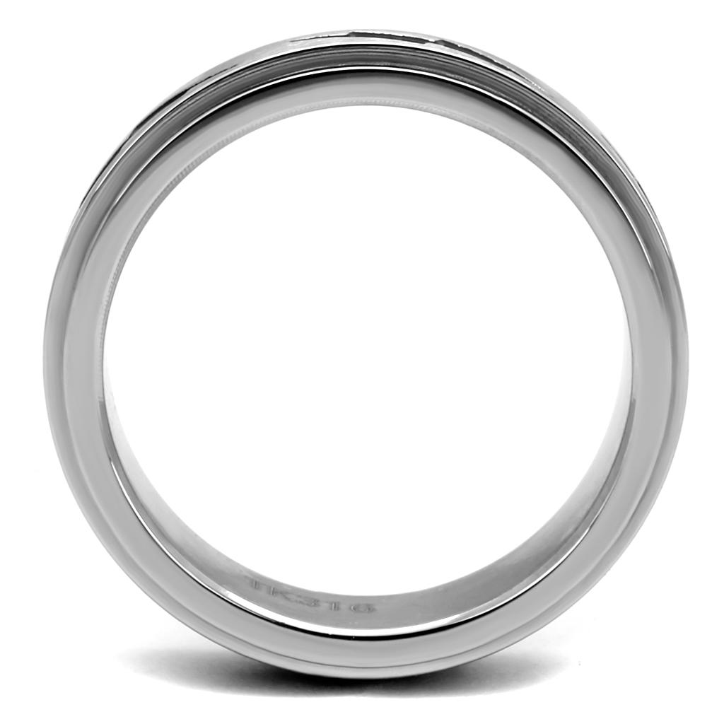 High polished (no plating) Stainless Steel Ring with Epoxy  in Jet