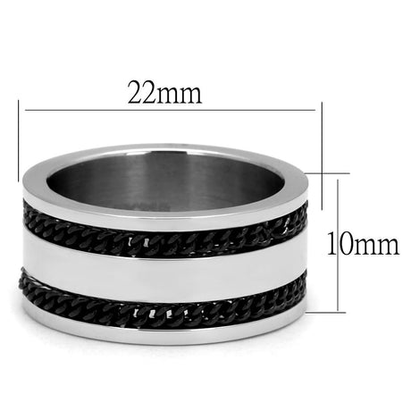 High polished (no plating) Stainless Steel Ring with Epoxy  in Jet