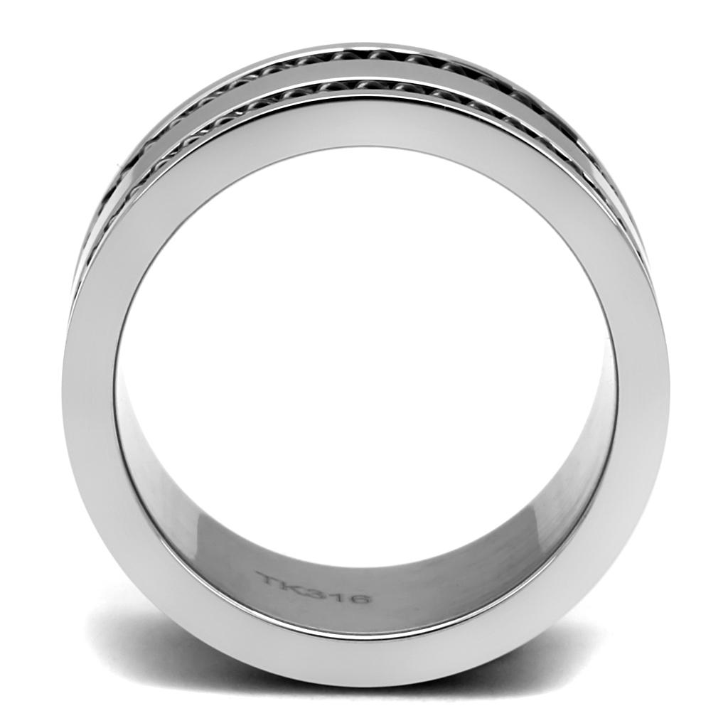 High polished (no plating) Stainless Steel Ring with Epoxy  in Jet