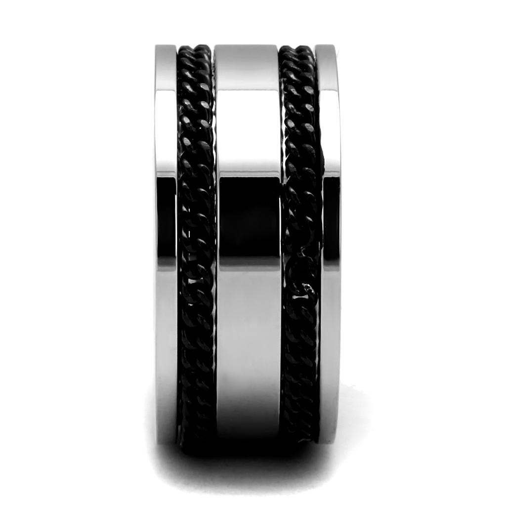 High polished (no plating) Stainless Steel Ring with Epoxy  in Jet