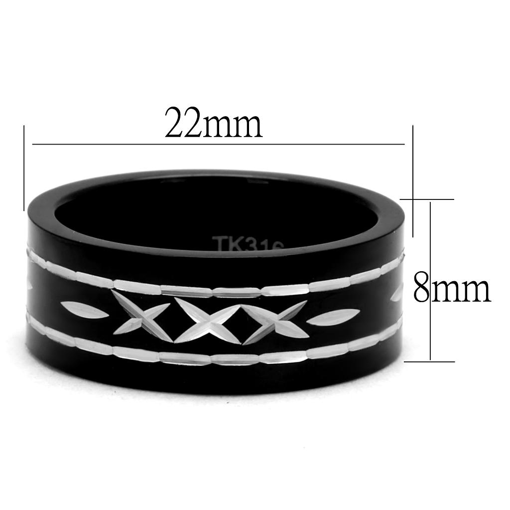 Two-Tone IP Black (Ion Plating) Stainless Steel Ring with No Stone