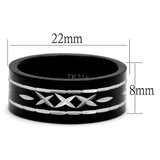 Two-Tone IP Black (Ion Plating) Stainless Steel Ring with No Stone