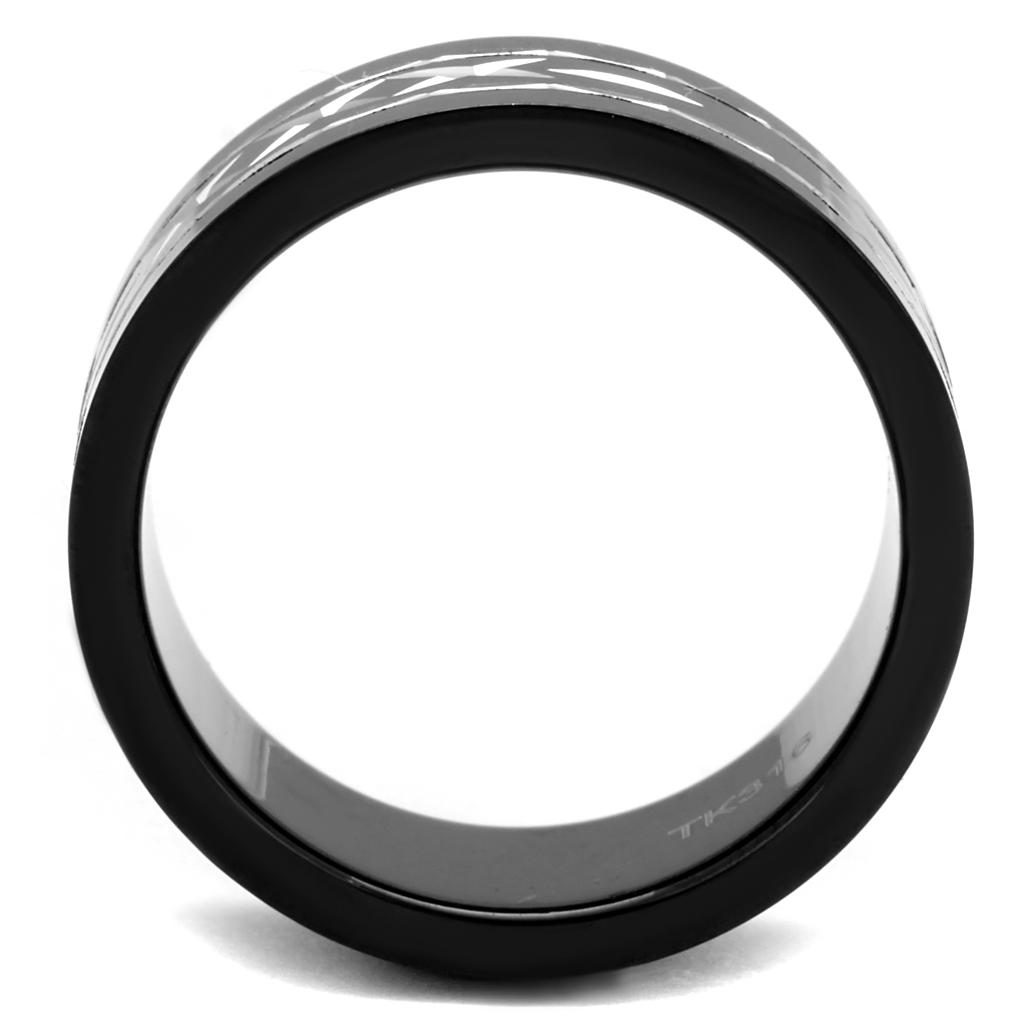 Two-Tone IP Black (Ion Plating) Stainless Steel Ring with No Stone