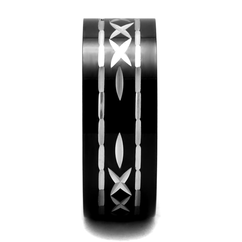 Two-Tone IP Black (Ion Plating) Stainless Steel Ring with No Stone