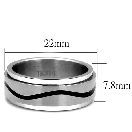 High polished (no plating) Stainless Steel Ring with Epoxy  in Jet