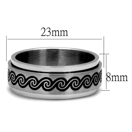 High polished (no plating) Stainless Steel Ring with Epoxy  in Jet
