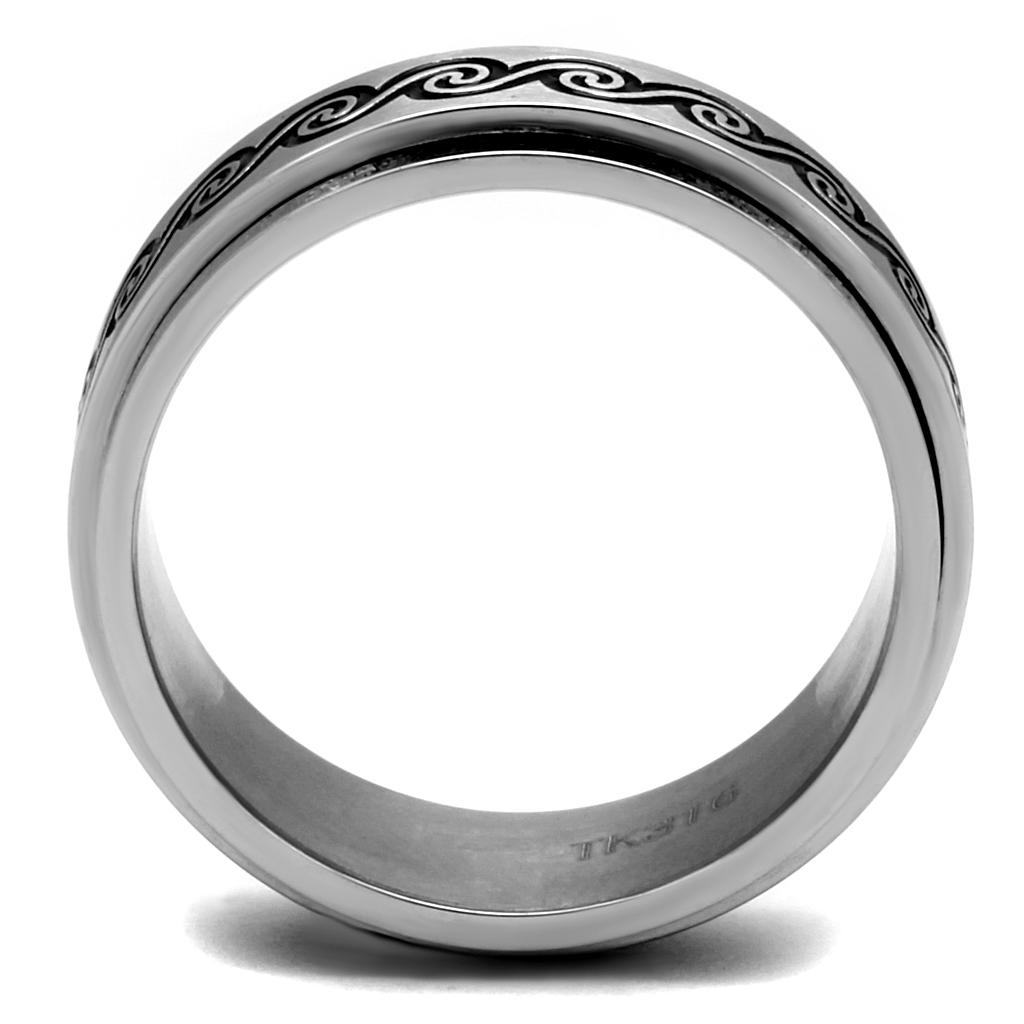 High polished (no plating) Stainless Steel Ring with Epoxy  in Jet