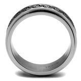 High polished (no plating) Stainless Steel Ring with Epoxy  in Jet