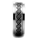High polished (no plating) Stainless Steel Ring with Epoxy  in Jet