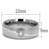 High polished (no plating) Stainless Steel Ring with AAA Grade CZ  in Clear