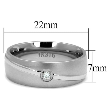 High polished (no plating) Stainless Steel Ring with AAA Grade CZ  in Clear